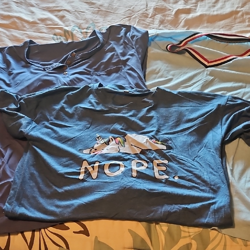 Blue Shirts with Unicorn Print